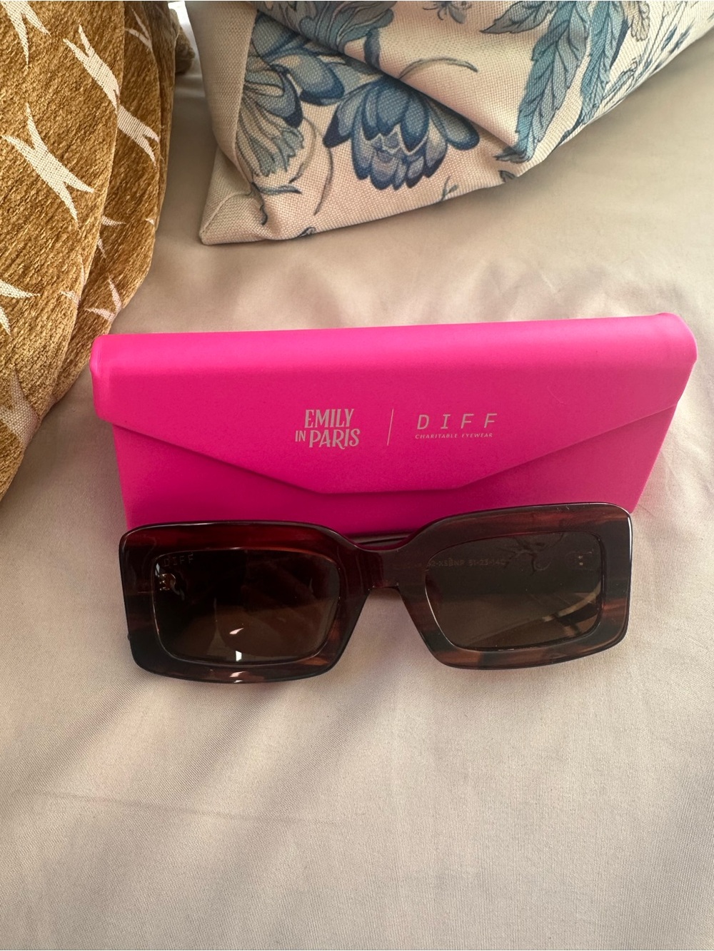 DIFF x Emily in Paris Brown Tortoiseshell Rectangular Sunglasses